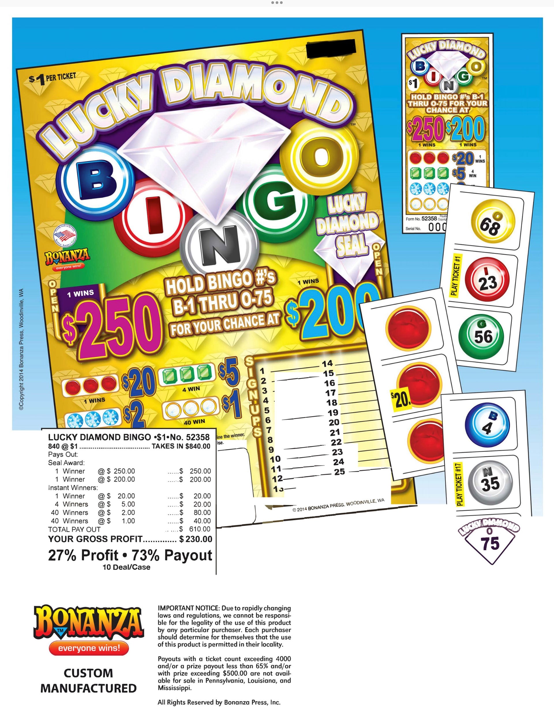Diamond Bingo Example Lucky Diamond Bingo – TMMerchandising