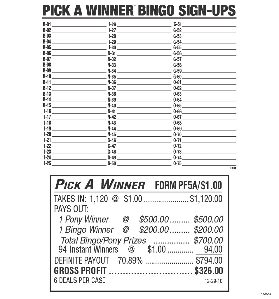 Pick A Winner $500 / $200